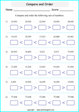 Comparing numbers and ordering numbers printable math worksheets for
