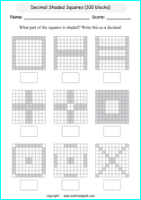 printable decimals with pictures  worksheets for kids in primary and elementary math class 