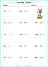 printable math division of 3 digits worksheets for kids in primary and elementary math class 