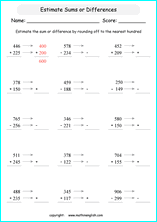 printable math addition estimation worksheets