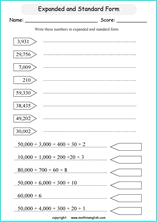 printable math place value of 5 digit number worksheets for kids in primary and elementary math class 