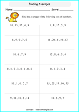 basic average calculations worksheets for grade 1 to 6 