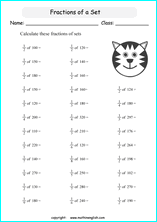 shaded fractions sets printable grade 4 math worksheet