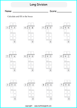 Printable Long And Tail Division Worksheets And Exercises For Grade 4 And 5 Math Students