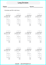 Printable Long And Tail Division Worksheets And Exercises For Grade 4 And 5 Math Students