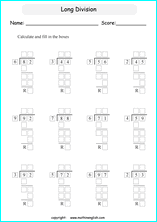 Printable Long And Tail Division Worksheets And Exercises For Grade 4 And 5 Math Students