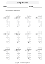 printable 2 digit long division worksheets for kids in primary and elementary math class 