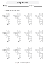 printable 3 digit long division worksheets for kids in primary and elementary math class 