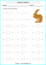 printable adding decimals worksheets for kids in primary and elementary math class 