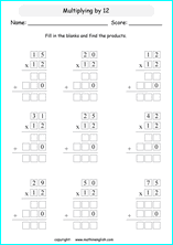 printable math multiplication 2 digits by 2 digit worksheets for kids in primary and elementary math class 