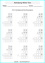 printable math multiplication 2 digits by 2 digit worksheets for kids in primary and elementary math class 