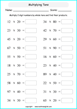 printable math multiplication 2 digits by 2 digit worksheets for kids in primary and elementary math class 