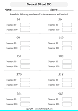 printable math rounding off the nearest 100 worksheets for kids in primary and elementary math class 