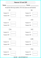 printable math rounding off the nearest 100 worksheets for kids in primary and elementary math class 