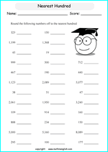 printable math rounding off the nearest 100 worksheets for kids in primary and elementary math class 