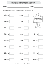 printable rounding off worksheets with whole numbers and decimal numbers for math grades 4 and 5