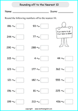 printable math rounding off the nearest 10 worksheets for kids in primary and elementary math class 