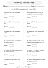 printable math rounding off the nearest 10 worksheets for kids in primary and elementary math class 