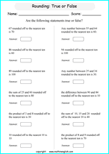 printable math rounding off the nearest 10 worksheets for kids in primary and elementary math class 