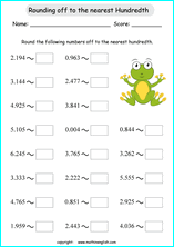 printable rounding off decimals worksheets for kids in primary and elementary math class 