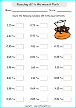 printable math rounding off decimals worksheets for kids in primary and elementary math class 