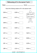 printable rounding off decimals worksheets for kids in primary and elementary math class 