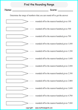 printable math rounding off the nearest 100 worksheets for kids in primary and elementary math class 