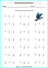 printable adding unlike fractions worksheets for kids in primary and elementary math class 