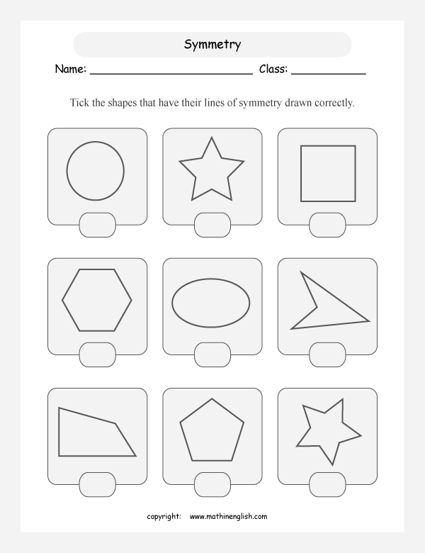 symmetry geometry math worksheets for primary math class 