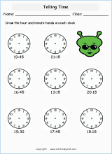 24 hour clock worksheets for primary math