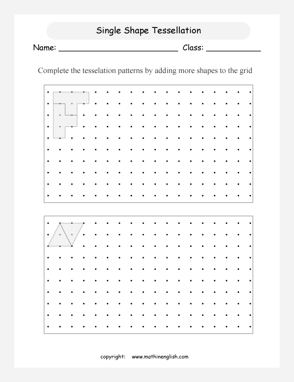 tessellation geometry math worksheets for primary math class 