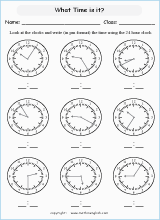 24 hour clock worksheets for primary math