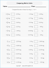 conversion of metric  units of mass worksheets for primary math  