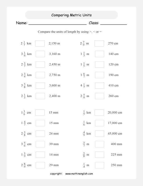 length conversion metric units worksheets for primary math  