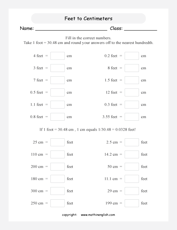 length metric to imperial conversion worksheets for primary math  