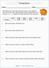 printable ratio and proportion worksheets for grade 5 and 6 math students based on the singapore math curriculum