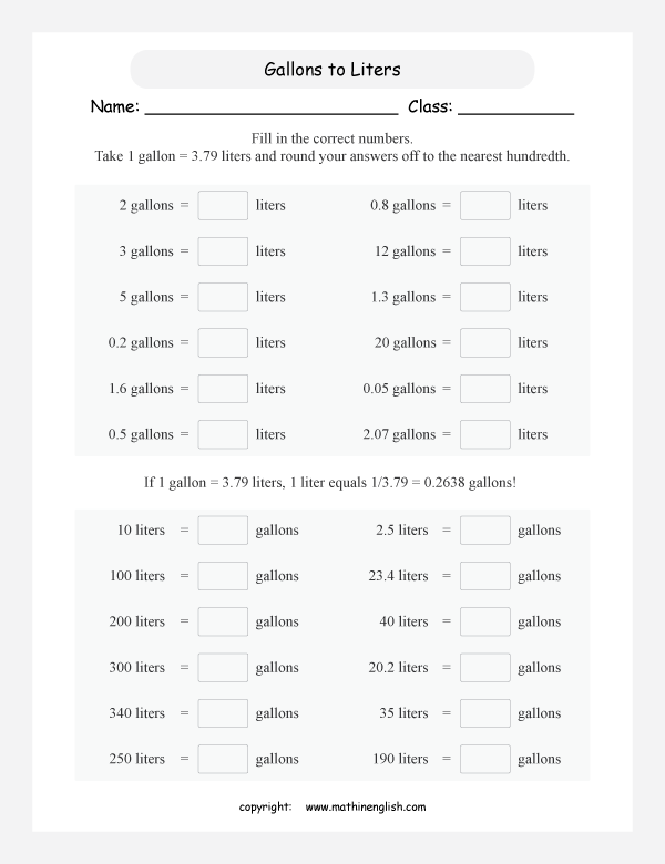 conversion of metric and US units of volume and capacity worksheets for primary math