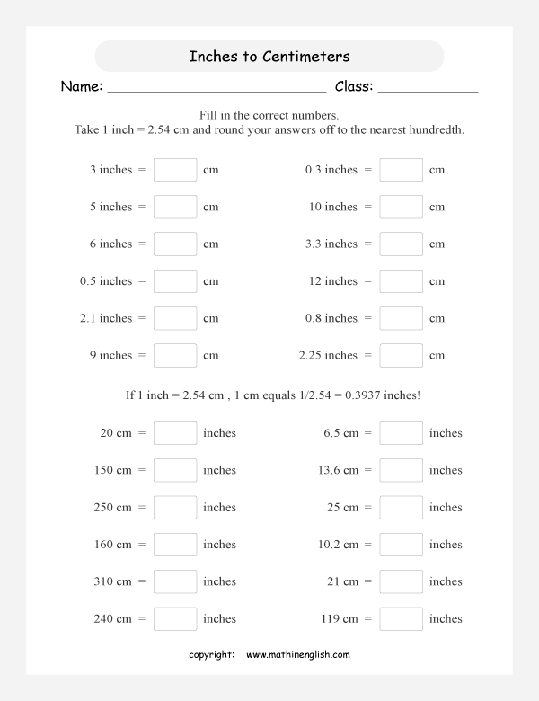 length metric to imperial conversion worksheets for primary math  