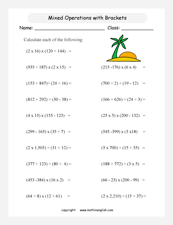 Printable primary math worksheet for math grades 1 to 6 based on the