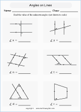unknown angles printable grade 5 math worksheet