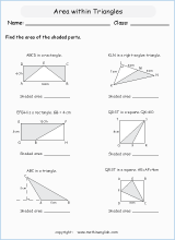 area and perimeter of triangles worksheets for primary math  