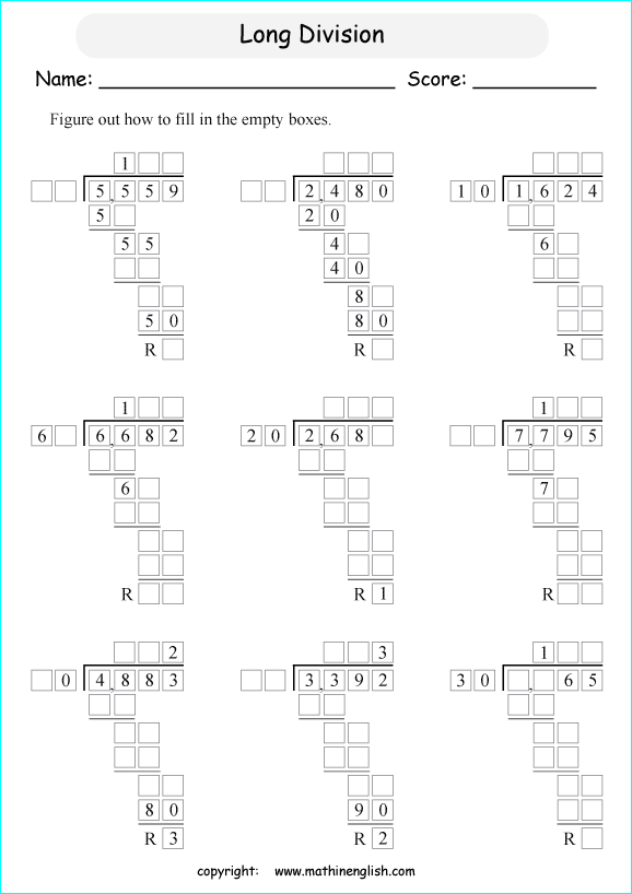 printable multiples of 10 and 25 easier long division worksheets for kids in primary and elementary math class 