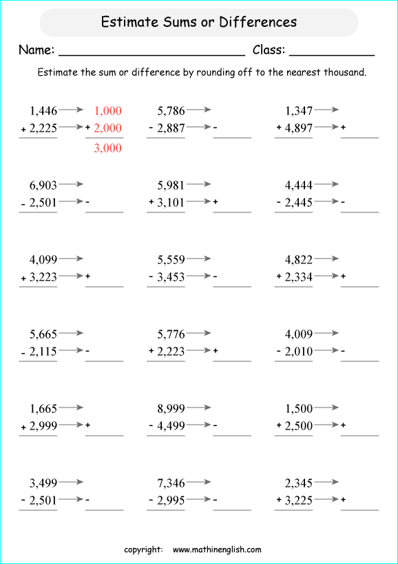 Estimating Math Worksheets