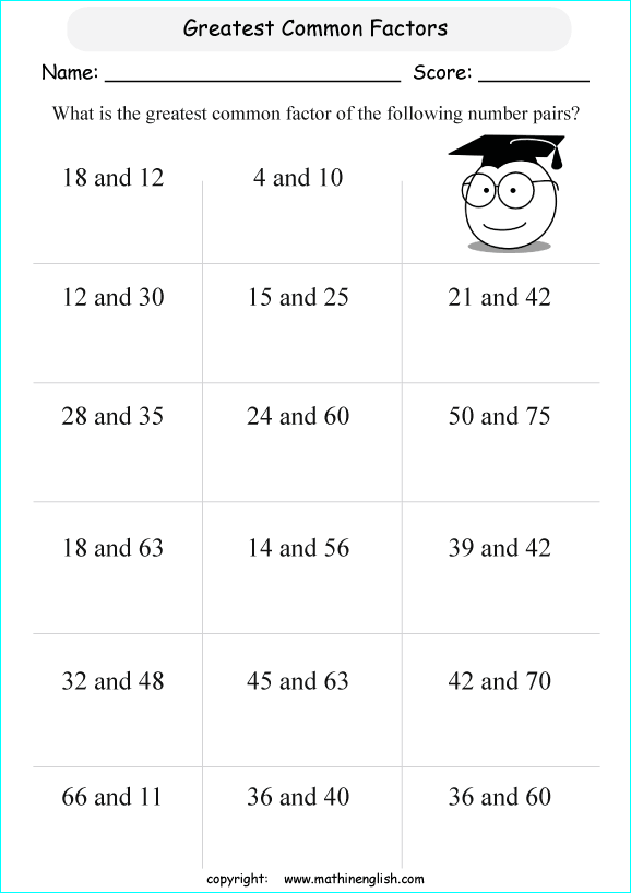 Ni Mantap 30 Greatest Common Factor Worksheet