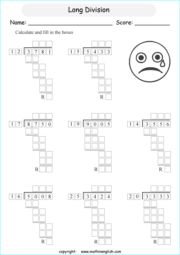 printable multiples big number long division worksheets for kids in primary and elementary math class 