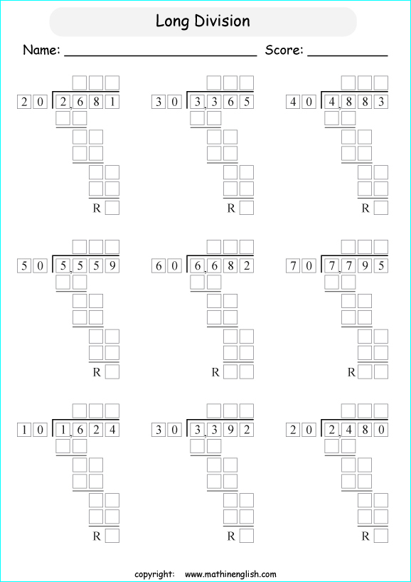 printable multiples of 10 and 25 easier long division worksheets for kids in primary and elementary math class 