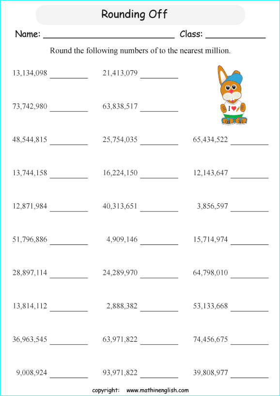Printable math worksheets rounding decimals