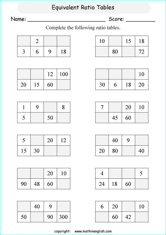 Printable primary math worksheet for math grades 1 to 6 based on the