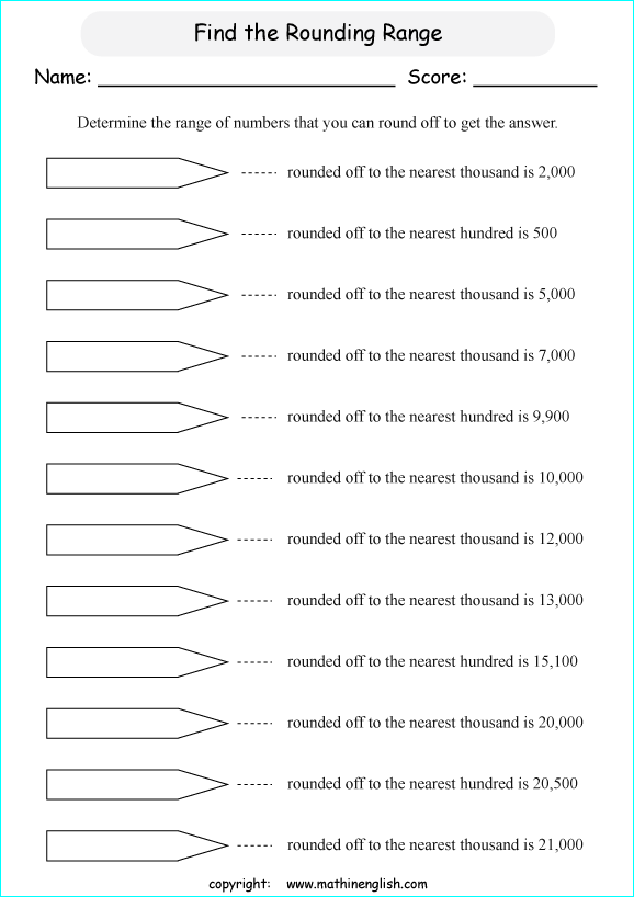 printable math rounding off the nearest 1,000 worksheets for kids in primary and elementary math class 