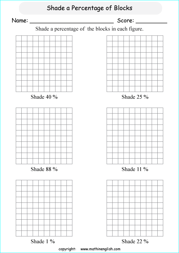 Great introduction to percent worksheet in which you have to shade a ...